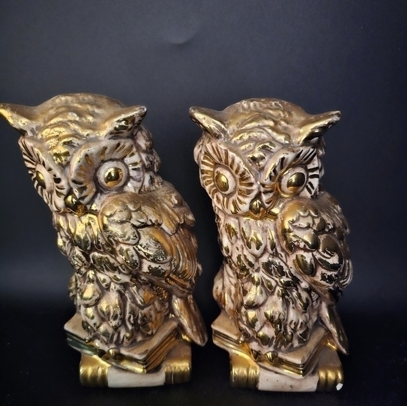 Vintage porcelain gilt owl figurines - Picture 6 of 10
